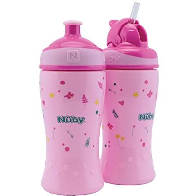 Nuby Pack of 2 Leak-Proof Drinking Bottles Flip-it Drinking Straw Bottle 360 ml + pop-up Drinking Bottle Drinking Cup for Children BPA-Free Pink Drinking Cup 12+ Months & 18+ Months Nuby Pack of 2 Leak-Proof Drinking Bottles Flip-it Drinking Straw Bottle 360 ml + pop-up Drinking Bottle Drinking Cup for Children BPA-Free Pink Drinking Cup 12+ Months & 18+ Months
