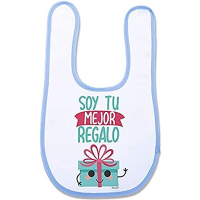 SUPERMOLON 03090 – “Soy Tu Mejor Gift” Baby Bib with Velcro, Sky Blue, Unisex SUPERMOLON 03090 – “Soy Tu Mejor Gift” Baby Bib with Velcro, Sky Blue, Unisex