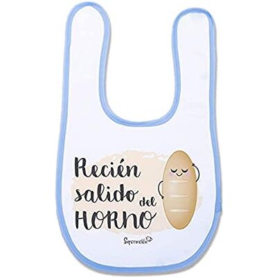 SUPERMOLON 02376 –"Fresh Out of The Oven" Baby Bib with Velcro, Sky Blue, Unisex SUPERMOLON 02376 –"Fresh Out of The Oven" Baby Bib with Velcro, Sky Blue, Unisex
