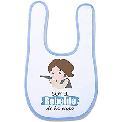 SUPERMOLON 02659 – “I'm The Rebel of The House” Baby Bib with, Sky Blue, Unisex SUPERMOLON 02659 – “I'm The Rebel of The House” Baby Bib with, Sky Blue, Unisex