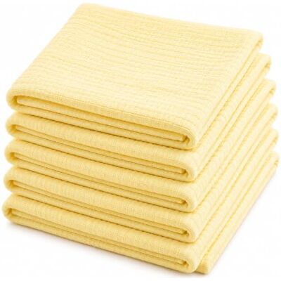 DUDU N GIRLIE Baby Muslin Squares 70x70cm, Yellow, Double Layer 100% Cotton Muslin, Newborn Essentials, Burp Cloths, Pack of 6 DUDU N GIRLIE Baby Muslin Squares 70x70cm, Yellow, Double Layer 100% Cotton Muslin, Newborn Essentials, Burp Cloths, Pack of 6