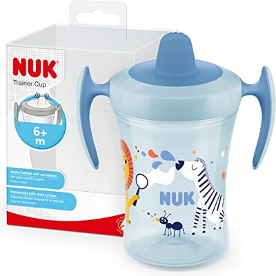 NUK Trainer Cup Sippy Cup Leak-Proof Soft Drinking Spout 6+ Months 230ml Blue Zebra NUK Trainer Cup Sippy Cup Leak-Proof Soft Drinking Spout 6+ Months 230ml Blue Zebra