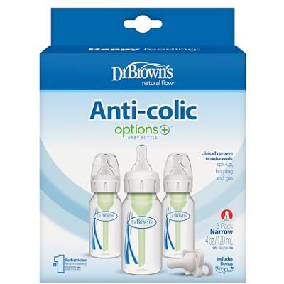 Dr Brown's Natural Flow Dr. Brown's Options Plus Narrow Neck 120ml 3 Pack and Soother Dr Brown's Natural Flow Dr. Brown's Options Plus Narrow Neck 120ml 3 Pack and Soother