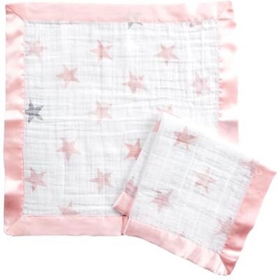 aden + anais essentials Issie Security Blanket, Super Soft 100% Cotton Muslin, Satin Trim, 2 pack, doll aden + anais essentials Issie Security Blanket, Super Soft 100% Cotton Muslin, Satin Trim, 2 pack, doll