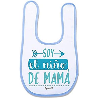 SUPERMOLON 02611 – “I'm The Child of Mum” Baby Bib with, Sky Blue, Unisex SUPERMOLON 02611 – “I'm The Child of Mum” Baby Bib with, Sky Blue, Unisex