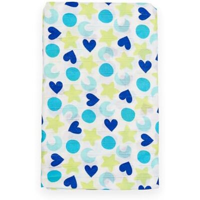 Ti TIN Muslin made of natural anti-mite bamboo Soft gauze for baby with moon print Can be used as a wrap or sheet 120 x 120 cm Ti TIN Muslin made of natural anti-mite bamboo Soft gauze for baby with moon print Can be used as a wrap or sheet 120 x 120 cm