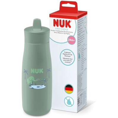 NUK First Choice Flip Straw Toddler Water Bottle 24+ Months 450ml Bite-Resistant Flip Straw Leak Proof Water Bottle Green Elephant 1 Count NUK First Choice Flip Straw Toddler Water Bottle 24+ Months 450ml Bite-Resistant Flip Straw Leak Proof Water Bottle Green Elephant 1 Count