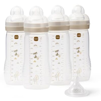 MAM Easy Active Bottles 4 Pack (4 x 330ml) Fast Flow Teats Size 3 + 1 x Extra Fast Flow Baby Accessories Stine MAM Easy Active Bottles 4 Pack (4 x 330ml) Fast Flow Teats Size 3 + 1 x Extra Fast Flow Baby Accessories Stine
