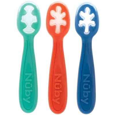 Nuby Baby First Spoon Set Silicone Easy to Grasp and Hold 3 Pack 6 Plus Months Nuby Baby First Spoon Set Silicone Easy to Grasp and Hold 3 Pack 6 Plus Months