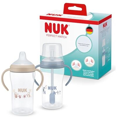 NUK Perfect Match Learner Straw Bottles 6+ Months 260ml Leak Proof Baby Straw Cup Anti-Slip Handles Monkey & Penguin 2 Count NUK Perfect Match Learner Straw Bottles 6+ Months 260ml Leak Proof Baby Straw Cup Anti-Slip Handles Monkey & Penguin 2 Count