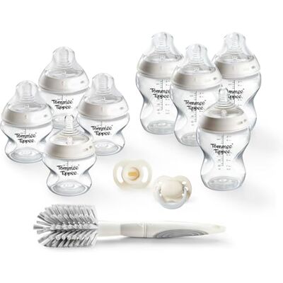 Tommee Tippee Natural Start Bottle & Soother Starter Set Includes 150ml and 260ml Bottles and Slow Flow Teats Included, BPA Free Plastic, Self-Sterilising Design Tommee Tippee Natural Start Bottle & Soother Starter Set Includes 150ml and 260ml Bottles and Slow Flow Teats Included, BPA Free Plastic, Self-Sterilising Design