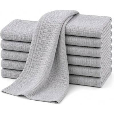 DUDU N GIRLIE 12 Pack Grey Baby Muslin Squares 70x70cm, Soft Double Layer Cotton Muslin, Feeding & Burping Cloths for Newborns DUDU N GIRLIE 12 Pack Grey Baby Muslin Squares 70x70cm, Soft Double Layer Cotton Muslin, Feeding & Burping Cloths for Newborns