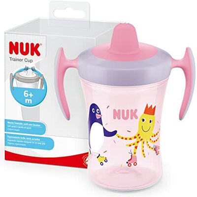 NUK Trainer Cup Sippy Cup Leak-Proof Soft Drinking Spout 6+ Months 230ml Pink Penguin NUK Trainer Cup Sippy Cup Leak-Proof Soft Drinking Spout 6+ Months 230ml Pink Penguin