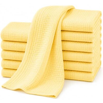 DUDU N GIRLIE 12 Pack Yellow Baby Muslin Squares 70x70cm, Soft Double Layer Cotton Muslin, Feeding & Burping Cloths for Newborns DUDU N GIRLIE 12 Pack Yellow Baby Muslin Squares 70x70cm, Soft Double Layer Cotton Muslin, Feeding & Burping Cloths for Newborns