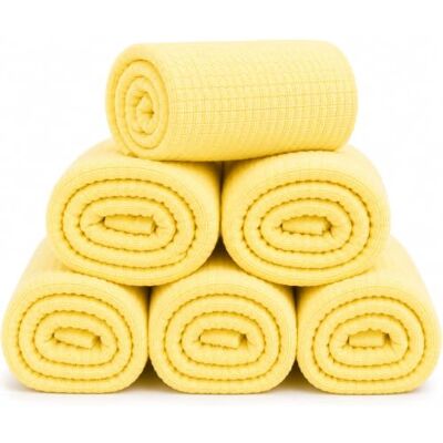 DUDU N GIRLIE 6 Pack Baby Muslin Squares 70x70cm, Yellow, Double Layer Cotton Muslin, Reusable Burp Cloths for Everyday Baby Care DUDU N GIRLIE 6 Pack Baby Muslin Squares 70x70cm, Yellow, Double Layer Cotton Muslin, Reusable Burp Cloths for Everyday Baby Care
