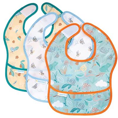 Hippychick Baby Weaning Bib, Waterproof Bibs with Pockets, for 6-24 Months, Little Bib 3 Pack English Garden Hippychick Baby Weaning Bib, Waterproof Bibs with Pockets, for 6-24 Months, Little Bib 3 Pack English Garden
