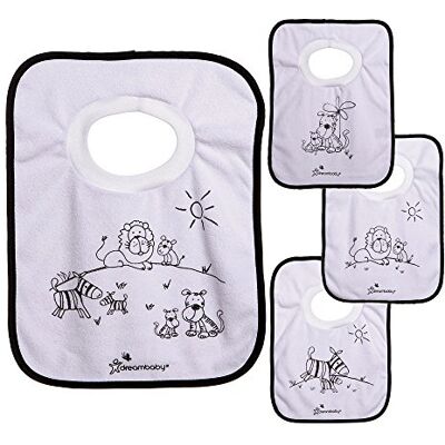 Dreambaby Terry Cloth Pullover Baby Bibs Super Absorbent for Feeding and Drooling Toddlers Jungle, 4 PACK, G537 Dreambaby Terry Cloth Pullover Baby Bibs Super Absorbent for Feeding and Drooling Toddlers Jungle, 4 PACK, G537