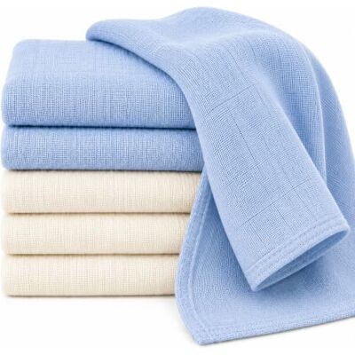DUDU N GIRLIE 6 Pack Baby Muslin Squares 70x70cm, Cream & Blue, Double Layer 100% Cotton Muslin, Burp Cloths for Newborns, Baby Care & Feeding Essentials DUDU N GIRLIE 6 Pack Baby Muslin Squares 70x70cm, Cream & Blue, Double Layer 100% Cotton Muslin, Burp Cloths for Newborns, Baby Care & Feeding Essentials