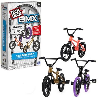 Tech Deck , BMX Finger Bike 3-Pack, Collectible and Customisable Mini BMX Bicycle Toys for Kids and Collectors Aged 6 and Up Tech Deck , BMX Finger Bike 3-Pack, Collectible and Customisable Mini BMX Bicycle Toys for Kids and Collectors Aged 6 and Up