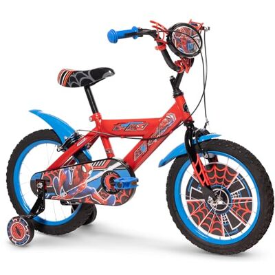 Huffy Spiderman 16 Inch Boys Bike 5-7 Years Maverl Spiderman Web Feature Handlebars, Removeable Stabilisers and Chainguard Red Huffy Spiderman 16 Inch Boys Bike 5-7 Years Maverl Spiderman Web Feature Handlebars, Removeable Stabilisers and Chainguard Red