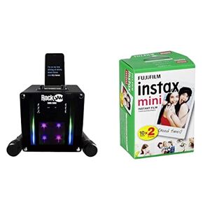 RockJam RJSC01-BK Singcube 5-Watt Rechargeable Bluetooth Karaoke Machine with Two Microphones, Voice Changing Effects & LED Lights, Black & instax mini film, white border, 20 Count (Pack of 1)
