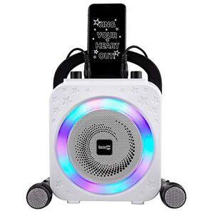 RockJam 8-Watt Rechargeable Bluetooth Karaoke Machine with Two Microphones, Voice Changing Effects & LED Lights - Black