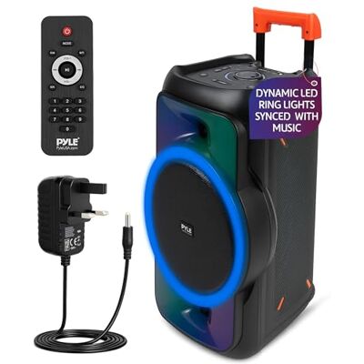 Pyle Bluetooth PA System – 160W Portable Party Speaker with Rechargeable Battery, Mic Inputs & LED Lights, Powerful Bass & Clear Treble for Karaoke, Events, Fitness, Classes, Outdoor Gatherings Pyle Bluetooth PA System – 160W Portable Party Speaker with Rechargeable Battery, Mic Inputs & LED Lights, Powerful Bass & Clear Treble for Karaoke, Events, Fitness, Classes, Outdoor Gatherings