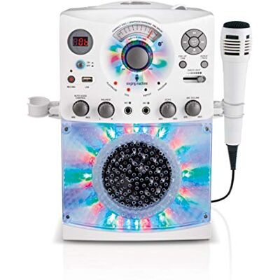 Singing Machine SML385UBK Bluetooth Karaoke System with LED Disco Lights, CD+G, USB and Microphone White Singing Machine SML385UBK Bluetooth Karaoke System with LED Disco Lights, CD+G, USB and Microphone White