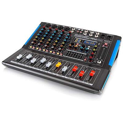 Pyle DJ Mixer, Audio Mixer Deck 6-Channel, Bluetooth, XLR Sound Board, Studio Mixing Desk for Music, Streaming, Stage, Karaoke, PA Use, 48V Phantom Power Audio Console with Input Output Control Pyle DJ Mixer, Audio Mixer Deck 6-Channel, Bluetooth, XLR Sound Board, Studio Mixing Desk for Music, Streaming, Stage, Karaoke, PA Use, 48V Phantom Power Audio Console with Input Output Control