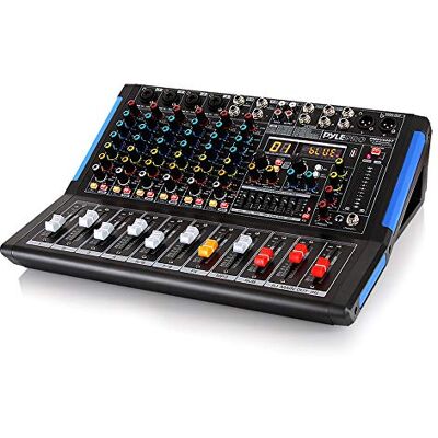 Pyle DJ Mixer, Audio Mixer Deck 8-Channel, Bluetooth, XLR Sound Board, Studio Mixing Desk for Music, Streaming, Stage, Karaoke, PA Use, 48V Phantom Power Audio Console with Input Output Control Pyle DJ Mixer, Audio Mixer Deck 8-Channel, Bluetooth, XLR Sound Board, Studio Mixing Desk for Music, Streaming, Stage, Karaoke, PA Use, 48V Phantom Power Audio Console with Input Output Control