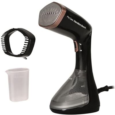 Hamilton Beach Clothes Steamer, Portable, Handheld, Travel Garment Steamer for Wrinkle Removal, Lightweight, 30 Second Fast Heat Up, Overheat Protection, Indicator Light, 1500W HB016, Black & Bronze Hamilton Beach Clothes Steamer, Portable, Handheld, Travel Garment Steamer for Wrinkle Removal, Lightweight, 30 Second Fast Heat Up, Overheat Protection, Indicator Light, 1500W HB016, Black & Bronze