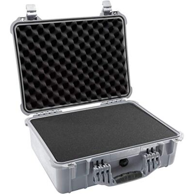 PELI 1520 Impact Resistant Protector Case, IP67 Watertight and Dustproof, 49L Capacity, Made in Germany, With Customisable Foam Inlay, Silver PELI 1520 Impact Resistant Protector Case, IP67 Watertight and Dustproof, 49L Capacity, Made in Germany, With Customisable Foam Inlay, Silver