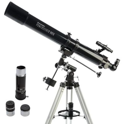 Celestron 21048 PowerSeeker 80EQ Refractor Telescope includes Two Eyepieces, Erect Image Diagonal, 3x Barlow Lens, Height-adjustable Tripod and Deluxe Accessory Tray, Black Celestron 21048 PowerSeeker 80EQ Refractor Telescope includes Two Eyepieces, Erect Image Diagonal, 3x Barlow Lens, Height-adjustable Tripod and Deluxe Accessory Tray, Black