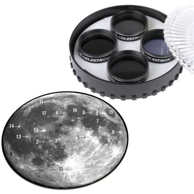 Celestron 94315 Moon Filter Kit – Compatible with 1.25" Telescope Eyepieces, Includes Moon & Sky Glow Filter, 3 x Neutral Density Filters, Carry Case and Moon Map, Black Celestron 94315 Moon Filter Kit – Compatible with 1.25" Telescope Eyepieces, Includes Moon & Sky Glow Filter, 3 x Neutral Density Filters, Carry Case and Moon Map, Black