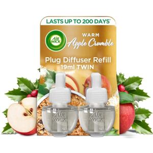 AirWick Plug in diffuser Air Freshener Twin Refills, WARM APPLE CRUMBLE, Pack of 1, Lasts Upto 200 days (100 days per refill)