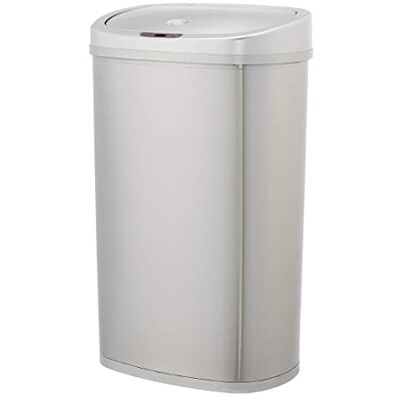 Amazon Basics Stainless Steel Rectangular Dustbin with Hands-Free Motion Sensor, 50 l, Silver Amazon Basics Stainless Steel Rectangular Dustbin with Hands-Free Motion Sensor, 50 l, Silver