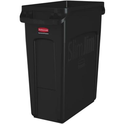 Rubbermaid Commercial Products Rubbermaid Slim Jim Rubbish Bin, 60L, Black Rubbermaid Commercial Products Rubbermaid Slim Jim Rubbish Bin, 60L, Black