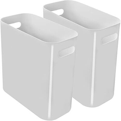 Youngever 2 Pack 10L Slim Trash Can, Re-usable Plastic Garbage Container Bin, Trash Bin with Handles for Home Office, Living Room, Study Room, Kitchen, Bathroom (Grey) Youngever 2 Pack 10L Slim Trash Can, Re-usable Plastic Garbage Container Bin, Trash Bin with Handles for Home Office, Living Room, Study Room, Kitchen, Bathroom (Grey)