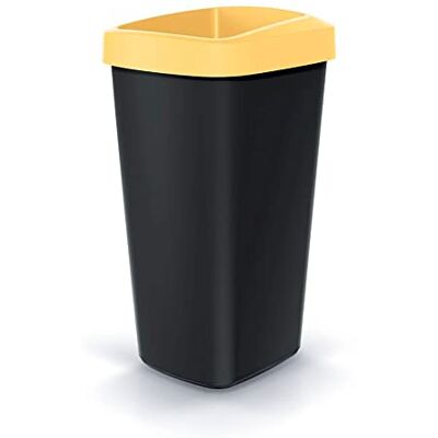 Keden 25L recycling bin in plastic with practical open lid yellow. Keden 25L recycling bin in plastic with practical open lid yellow.