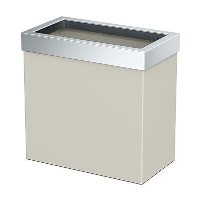 Gatco 1939C Modern Rectangle Waste Basket, Matte Pearl and Chrome Combo / 11.25" H Open Top Stainless Steel Trash Can With Removable Lid, 12 Liter Capacity Gatco 1939C Modern Rectangle Waste Basket, Matte Pearl and Chrome Combo / 11.25" H Open Top Stainless Steel Trash Can With Removable Lid, 12 Liter Capacity