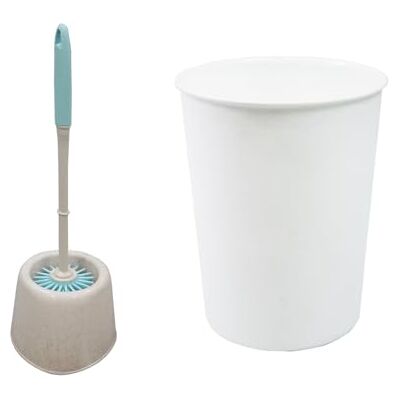 JVL Antibac Toilet Brush and White Plastic Bin JVL Antibac Toilet Brush and White Plastic Bin