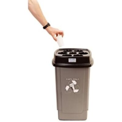 JANTEX T414 Beca Bin With Lid, Holds 500 Vending Machine Cups, Grey JANTEX T414 Beca Bin With Lid, Holds 500 Vending Machine Cups, Grey