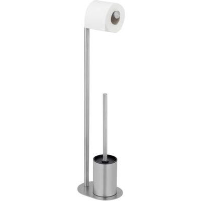 WENKO Levante Freestanding Toilet Brush with Toilet Roll Holder 23 x 63 x 17 cm Satin Black WENKO Levante Freestanding Toilet Brush with Toilet Roll Holder 23 x 63 x 17 cm Satin Black