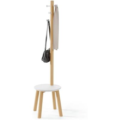 Umbra Pillar Coat Rack, Stool, Clothing Organizer, Umbrella Holder and Hat Organizer, Great for Entryway, White/Natural Umbra Pillar Coat Rack, Stool, Clothing Organizer, Umbrella Holder and Hat Organizer, Great for Entryway, White/Natural