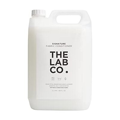 The Lab Co. Signature Laundry Fabric Conditioner 5 litre Plant based. Non-Toxic. Non-Bio. Fragranced with lavender and orange rind. For up to 320 washes The Lab Co. Signature Laundry Fabric Conditioner 5 litre Plant based. Non-Toxic. Non-Bio. Fragranced with lavender and orange rind. For up to 320 washes