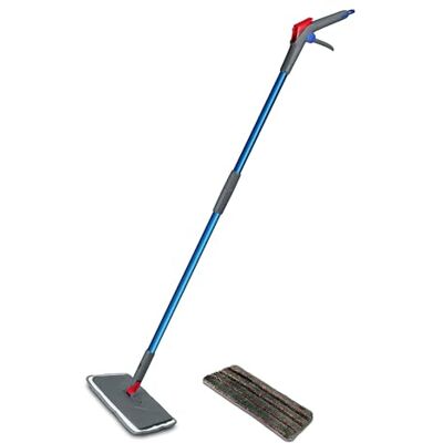 Addis Spray Mop Go Duo Microfibre Flat Floor Mop with Integral Water Tank Handle and Extra Replacement Pad MOB, Blue Addis Spray Mop Go Duo Microfibre Flat Floor Mop with Integral Water Tank Handle and Extra Replacement Pad MOB, Blue