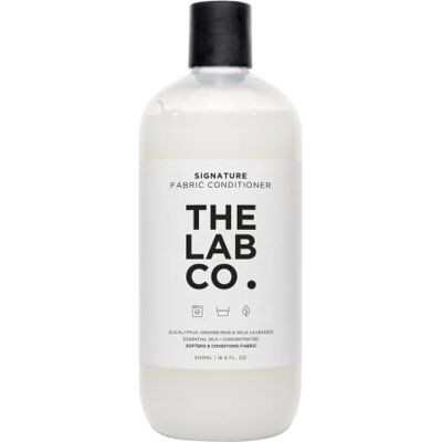 The Lab Co. Signature Laundry Conditioner 500ml. Plant based and Non-Bio Laundry Softener. Fragranced with Lavender and orange rind. For up to 32 washes The Lab Co. Signature Laundry Conditioner 500ml. Plant based and Non-Bio Laundry Softener. Fragranced with Lavender and orange rind. For up to 32 washes