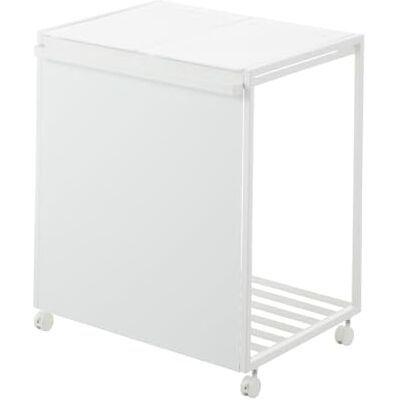 YAMAZAKI 1820 Tower Bin with 2 Compartments & Wheels, White, Steel/Polypropylene/Nylon, Minimalist 52 x 44 x 60 cm YAMAZAKI 1820 Tower Bin with 2 Compartments & Wheels, White, Steel/Polypropylene/Nylon, Minimalist 52 x 44 x 60 cm