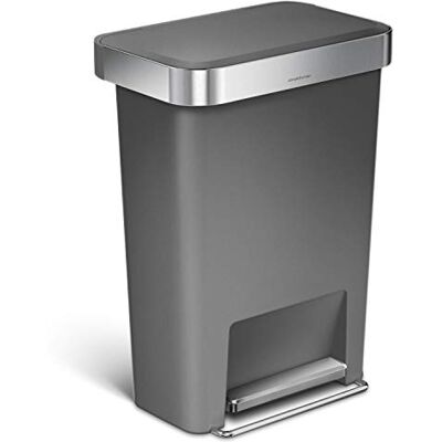 simplehuman CW1386CB 45L Rectangular Pedal Bin with Liner Pocket, Silent Soft Close Lid, Strong Wide Steel Pedal, Stabiliser Bar, Internal Hinge, Grey Plastic, W 47.0cm x H 63.5cm x D 32.0cm simplehuman CW1386CB 45L Rectangular Pedal Bin with Liner Pocket, Silent Soft Close Lid, Strong Wide Steel Pedal, Stabiliser Bar, Internal Hinge, Grey Plastic, W 47.0cm x H 63.5cm x D 32.0cm
