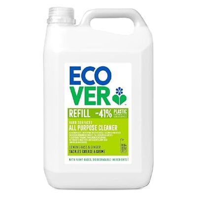 Ecover All Purpose Cleaner Refill, Tackles Dirt & Grime, For Hard Surfaces, Lemongrass & Ginger Scent, Pack of 1, 1 x 5L Ecover All Purpose Cleaner Refill, Tackles Dirt & Grime, For Hard Surfaces, Lemongrass & Ginger Scent, Pack of 1, 1 x 5L
